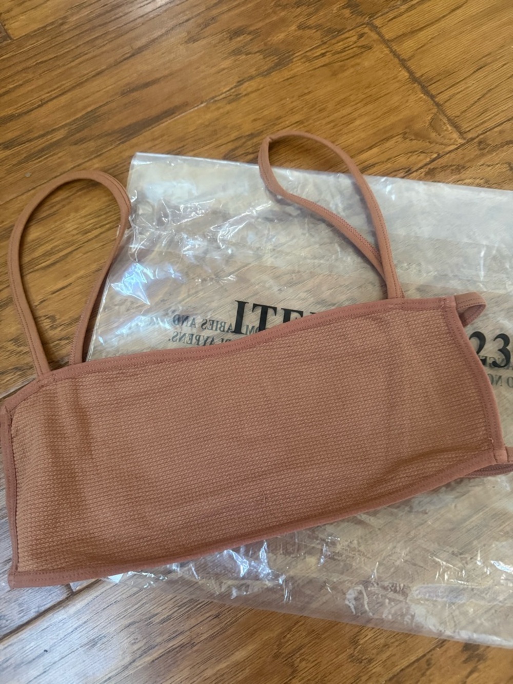 Slim Ribbed Bandeau Tank in Dusty Rose